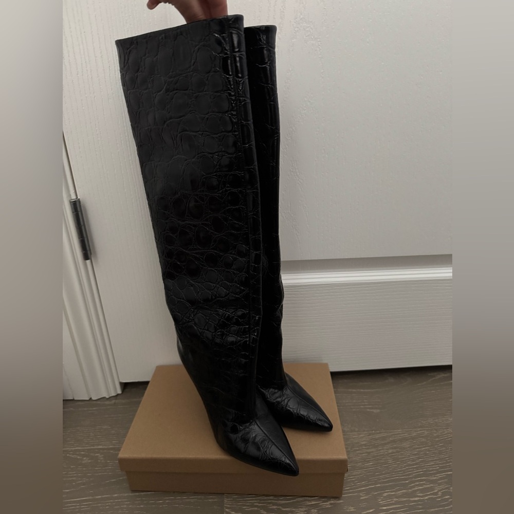 Paris Texas Boots Crocodile, Black Size 36